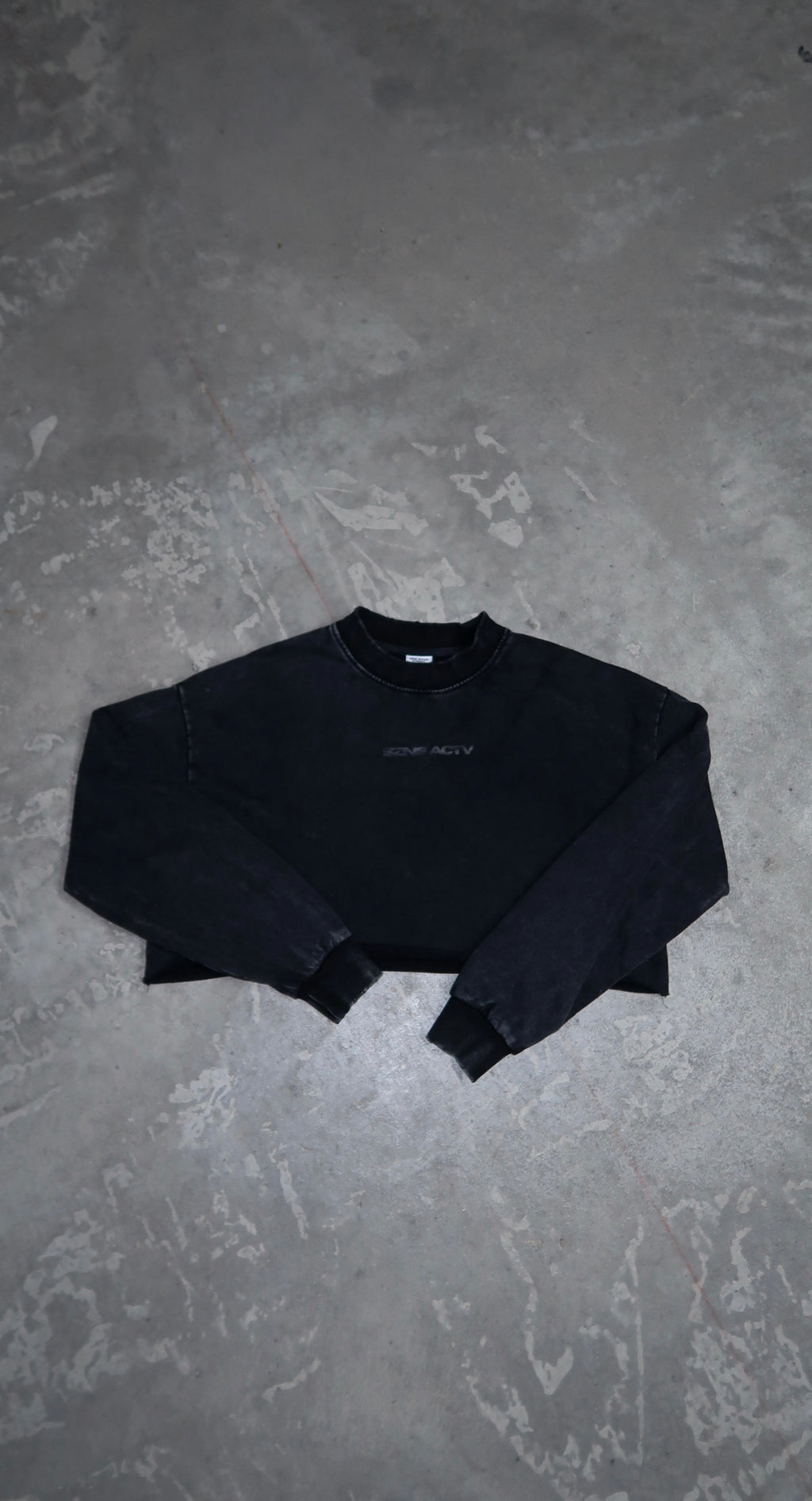 Long Sleeve Cropped Mock Neck - Charcoal
