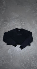 Long Sleeve Cropped Mock Neck - Charcoal